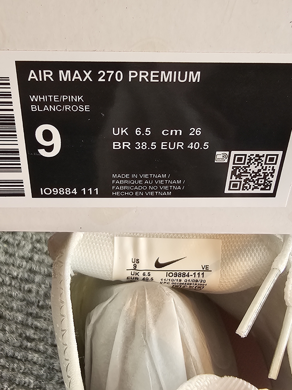 Nike Air Max 270 Women’s Sneakers - White & Pink - Picture 15 of 15